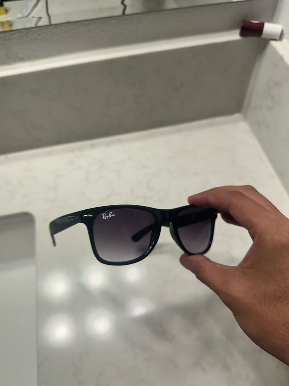 Ray-Ban Black Frame Sunglasses with Gradient Gray Lenses